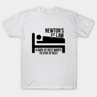 Newton Funny Science Body At Rest Stays At Rest T-Shirt